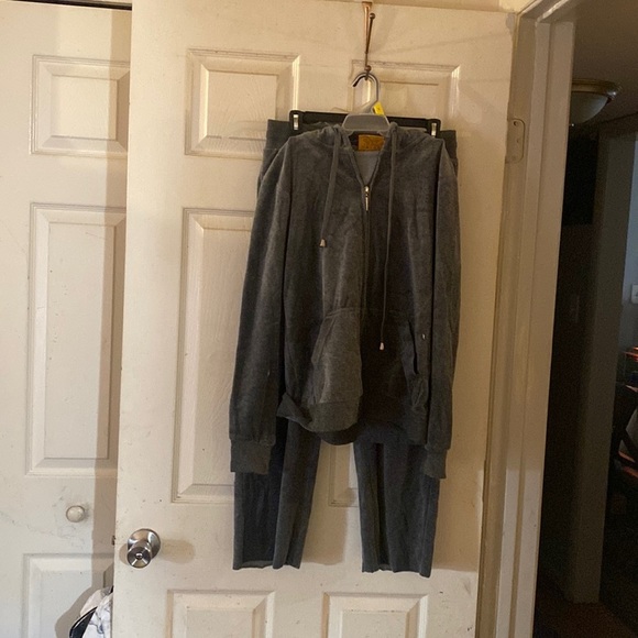 2pcs grey velour jogging sit - Picture 1 of 8
